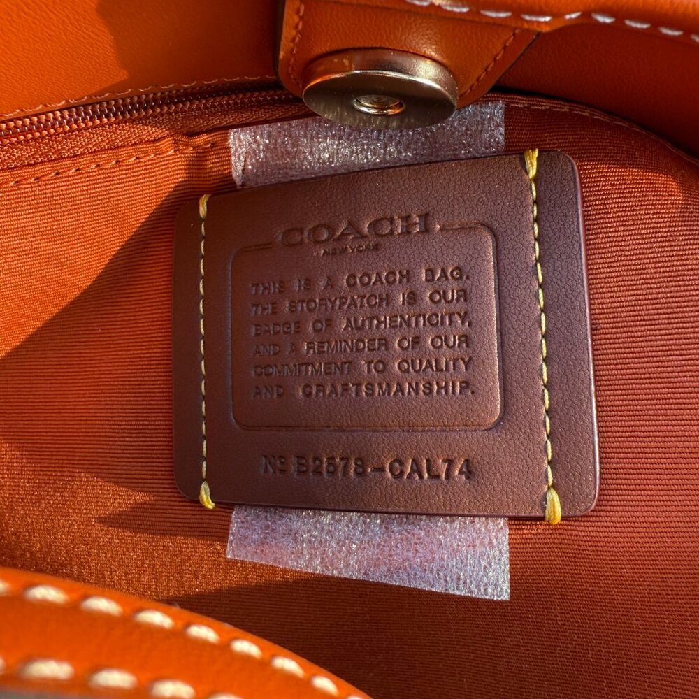 coach City Tote Bag In Signature Canvas With Orange Print cal74 - Picture 5 of 6